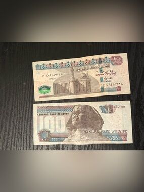 Authentic Egyptian 100 Pound Banknote, Genuine Currency, Great for Collectors.